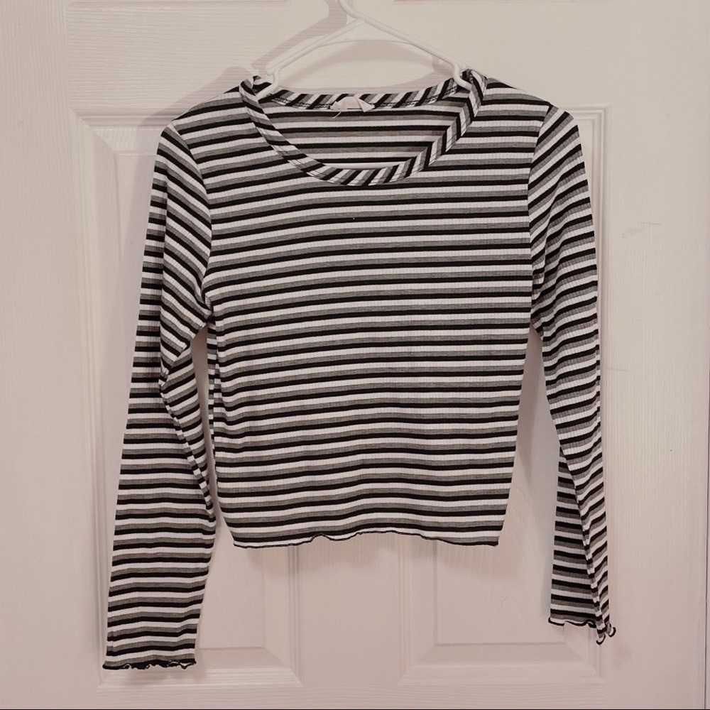 pinc premium black and white striped long sleeve shirt